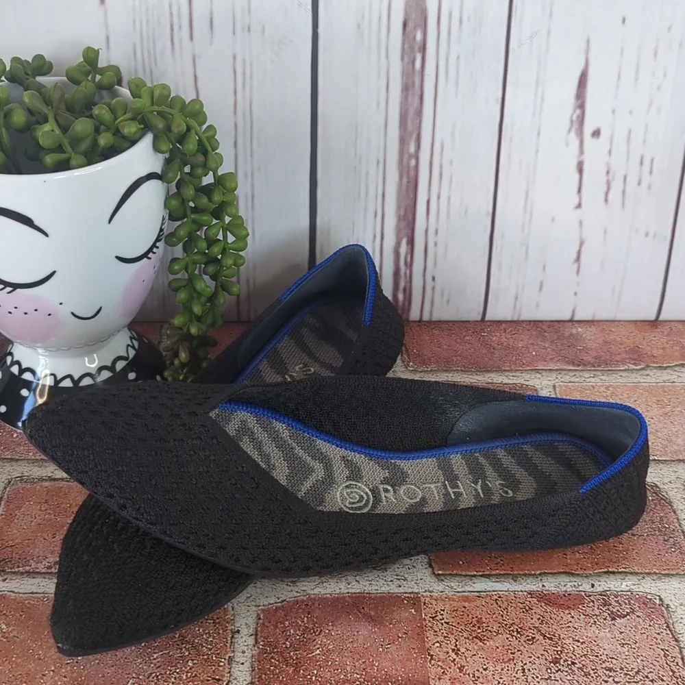 Rothy's The Point Black Ballet‎ Flats Comfort Casual Knit Sustainable Women's 8